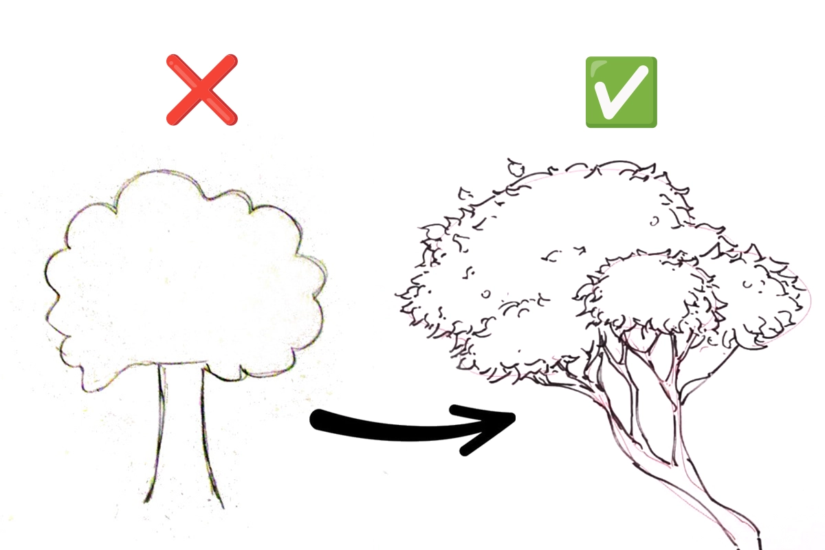 How to draw Trees with a Pencil in 3 Easy Steps ✏️🌳🌿