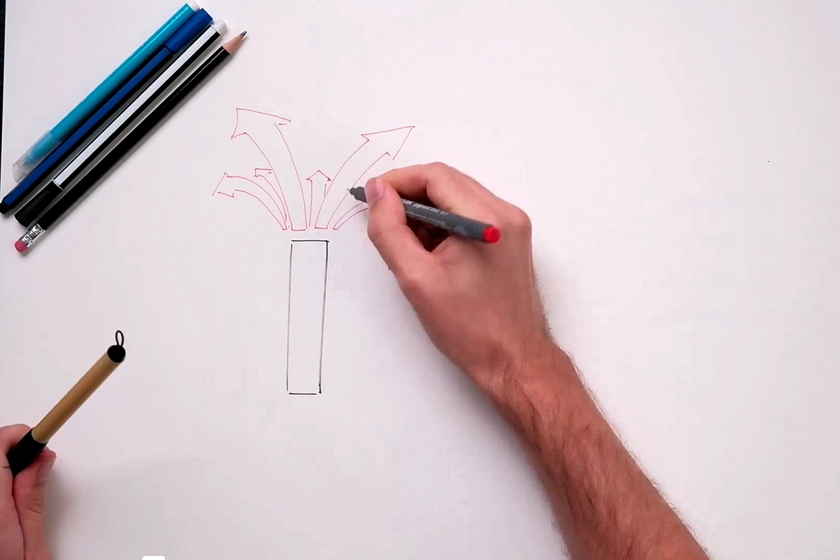 Illustrating how branches flow in 3 dimensional space.